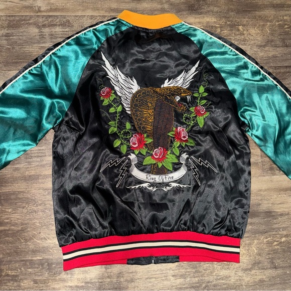 Ring of Fire Black Satin Bomber Winged Cobra - Picture 7 of 7